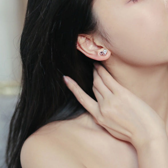 Small Crystal Diamond Heart Studs