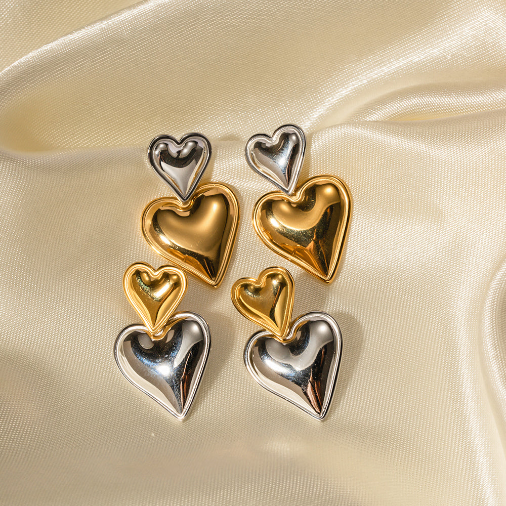Double Heart Minimilist Earrings