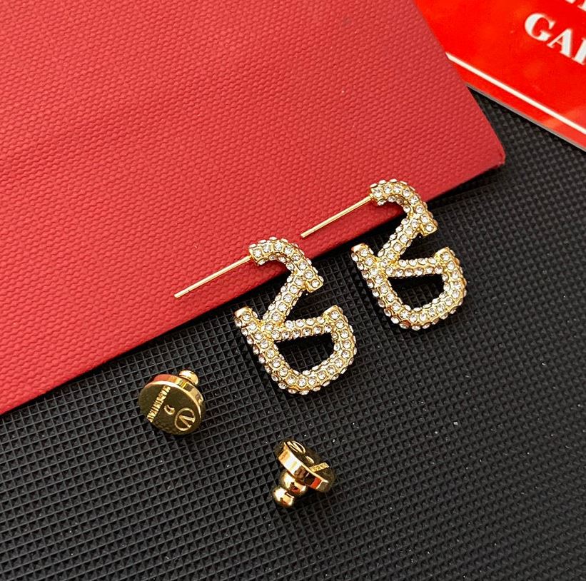 V Rhinestone Earrings