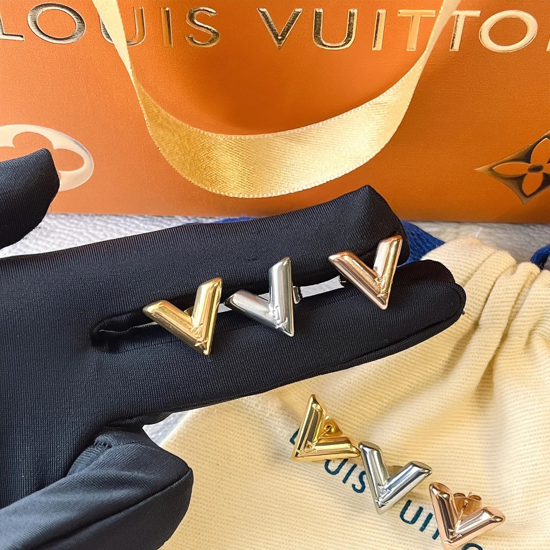 LV Inspired "V" Earrings