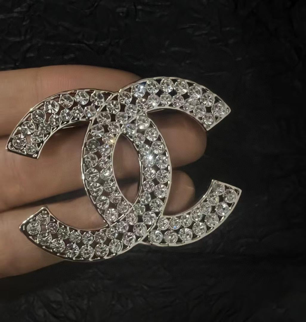 CC Oversized Silver Brooch Pin