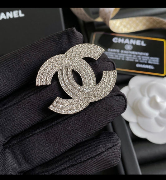 CC Rhinestone Brooch Pin