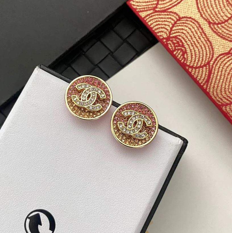 CC Circle Rhinestone Studs