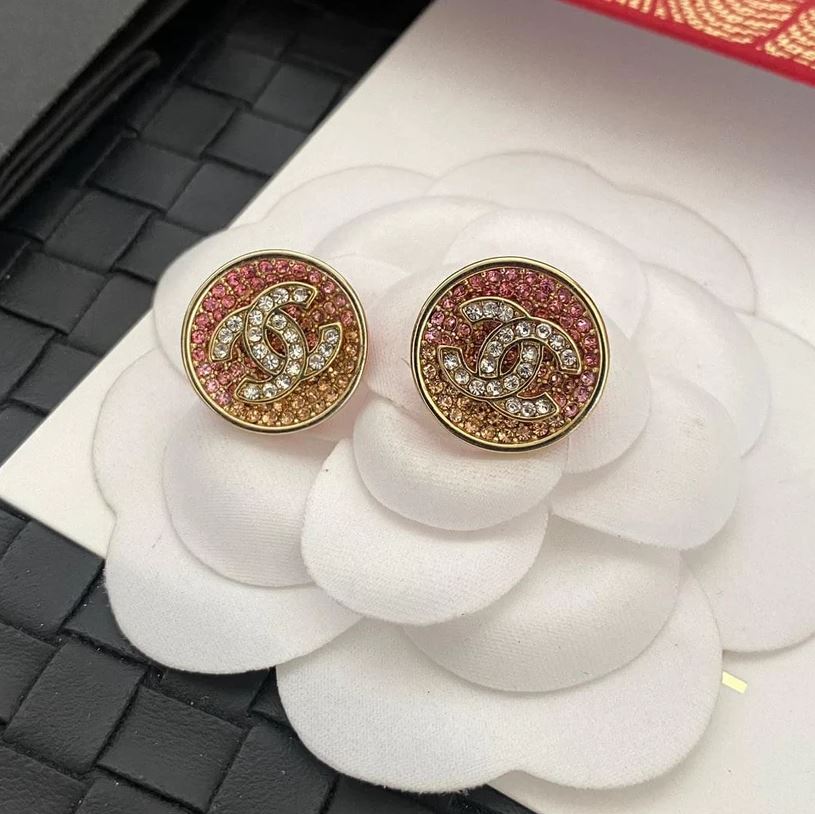 CC Circle Rhinestone Studs