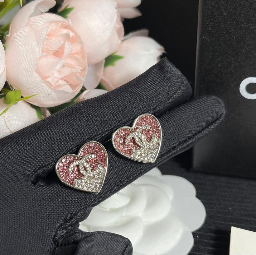 CC Heart Rhinestone Studs