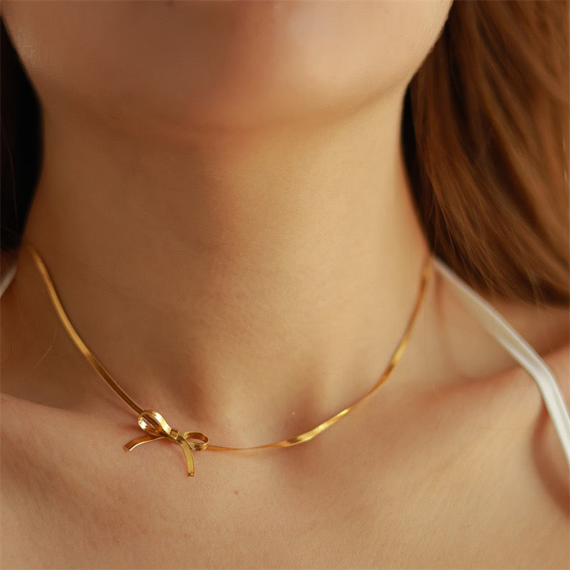 Gold Plated Bow Knot Necklace