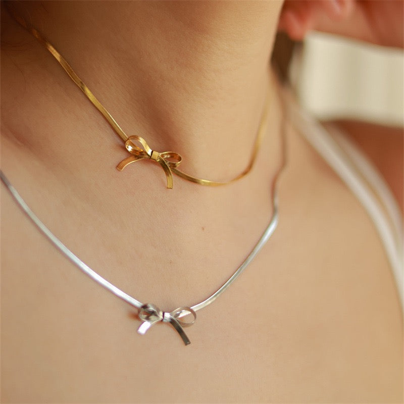 Gold Plated Bow Knot Necklace