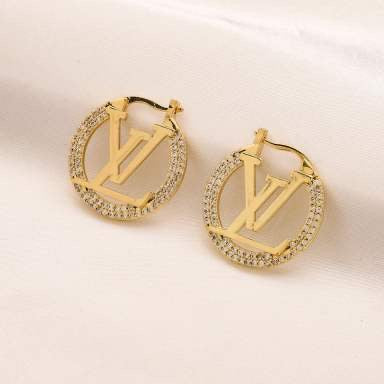 LV Inspired Rhinestone Hoops