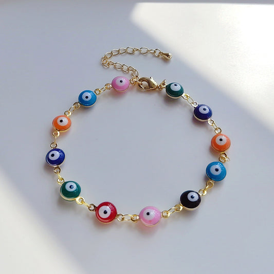 Fashion Eye Multicolor Gold Plated Bracelet