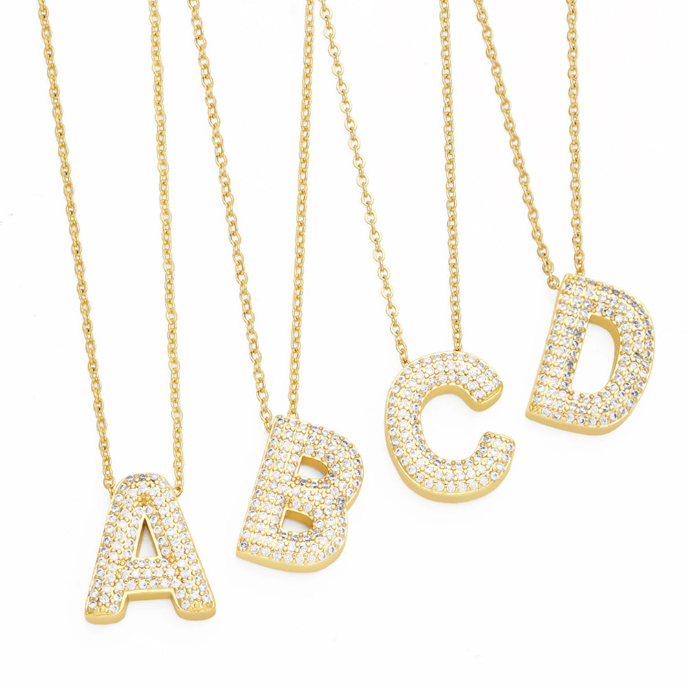 Rhinestone Bubble Letter Necklace