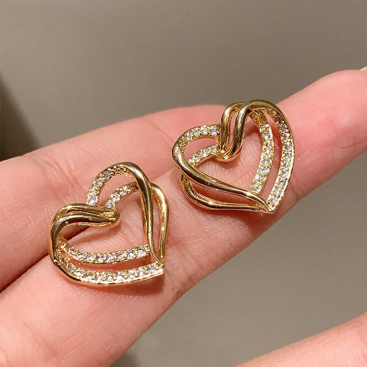 Double Heart Studs