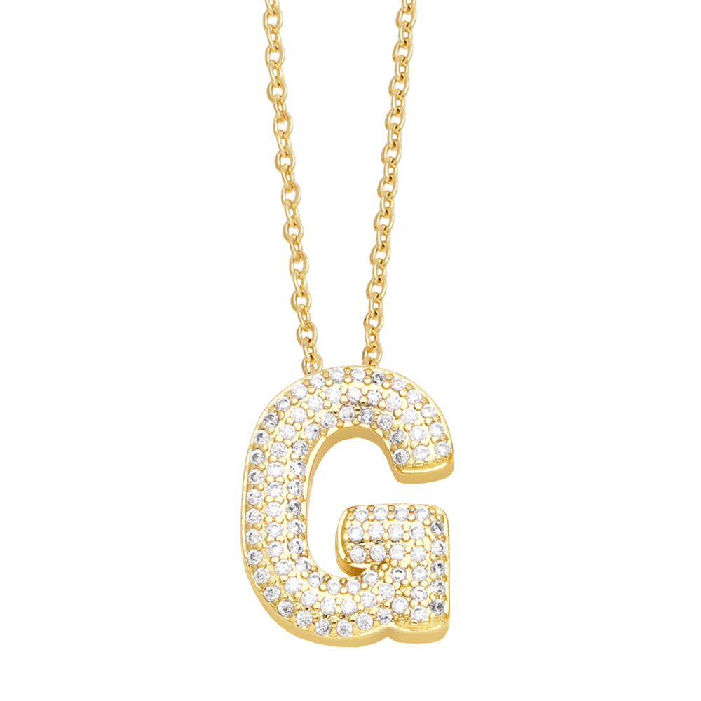 Rhinestone Bubble Letter Necklace