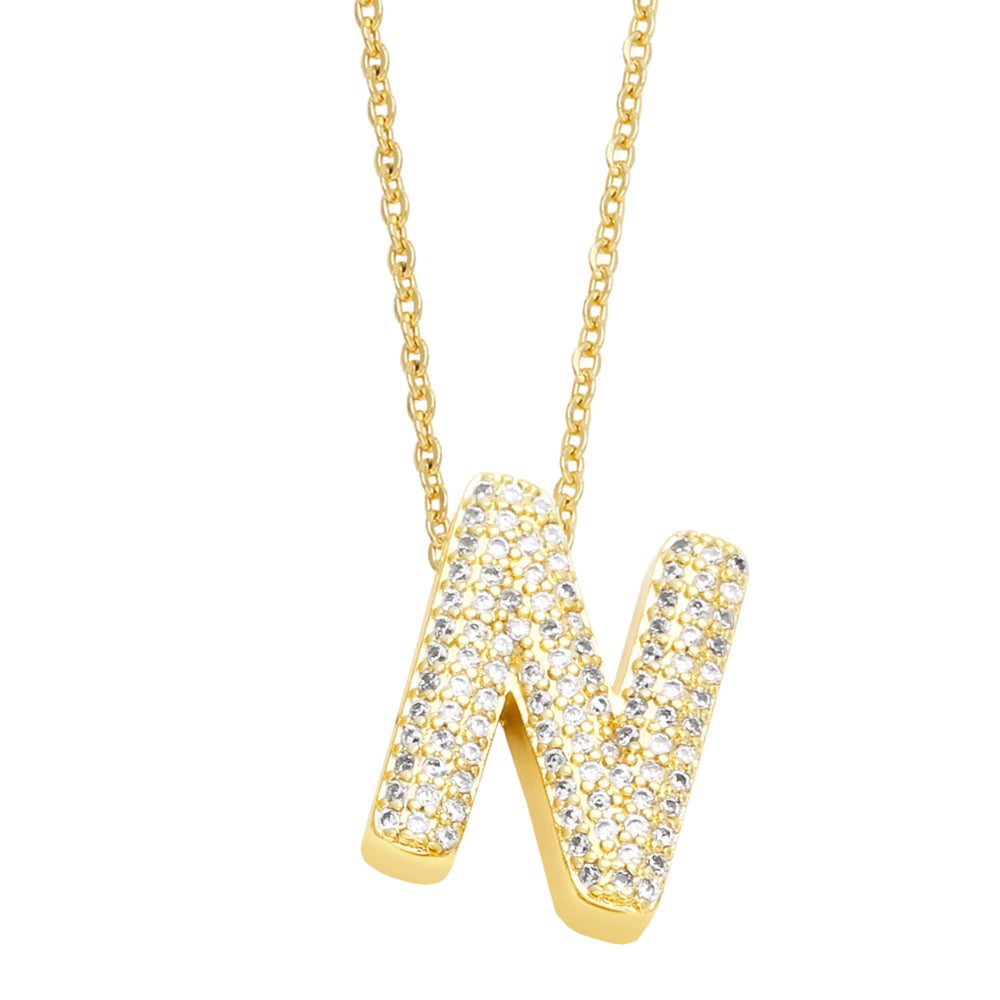 Rhinestone Bubble Letter Necklace