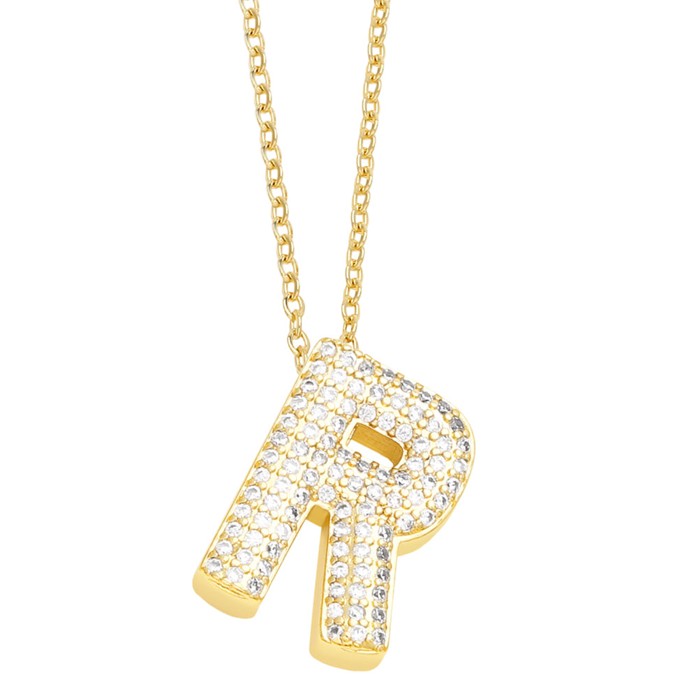 Rhinestone Bubble Letter Necklace