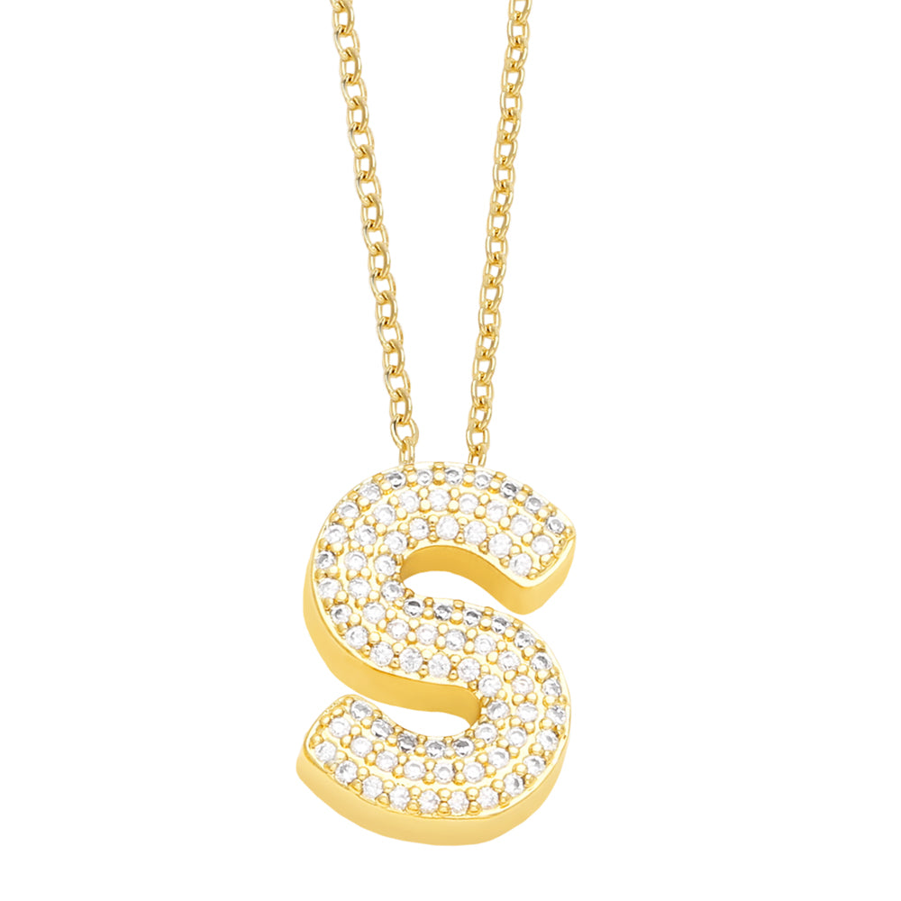 Rhinestone Bubble Letter Necklace