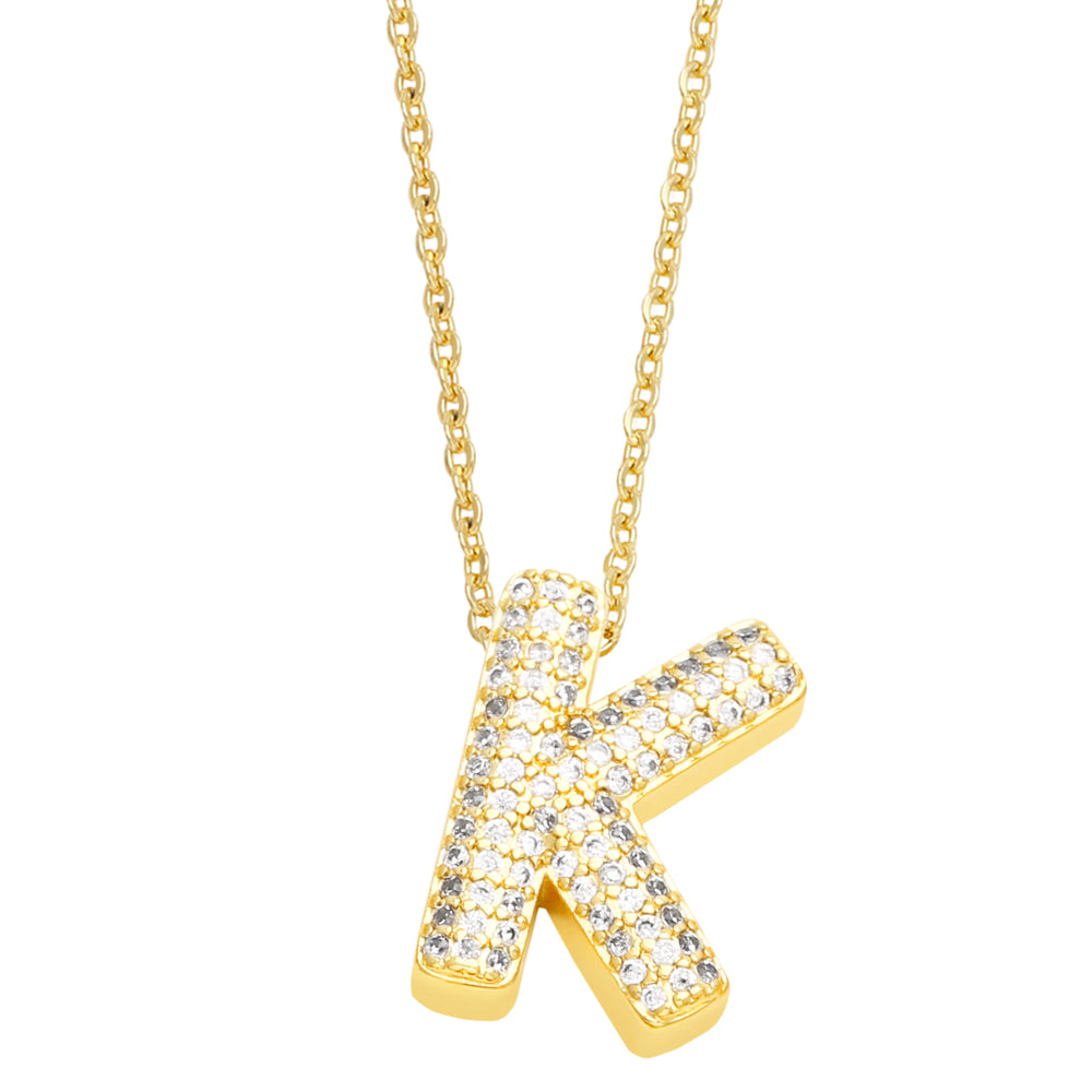 Rhinestone Bubble Letter Necklace