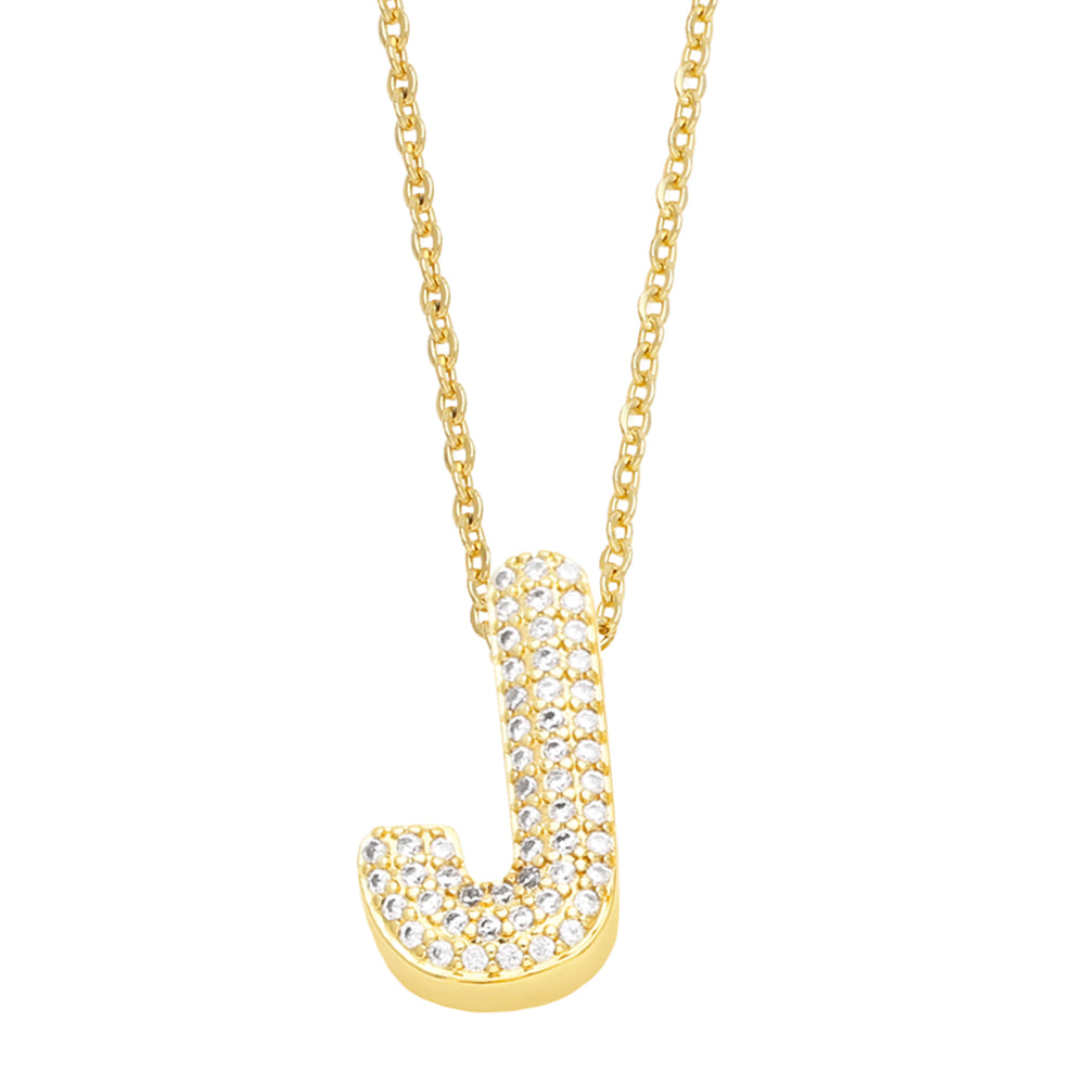 Rhinestone Bubble Letter Necklace