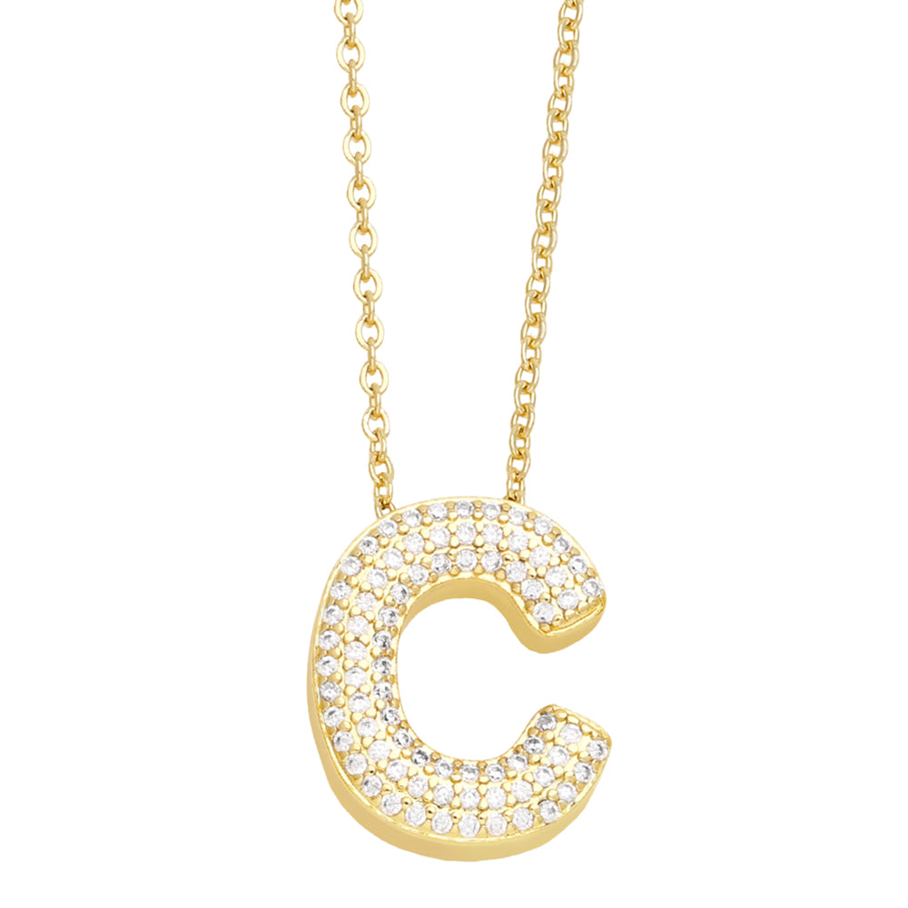 Rhinestone Bubble Letter Necklace