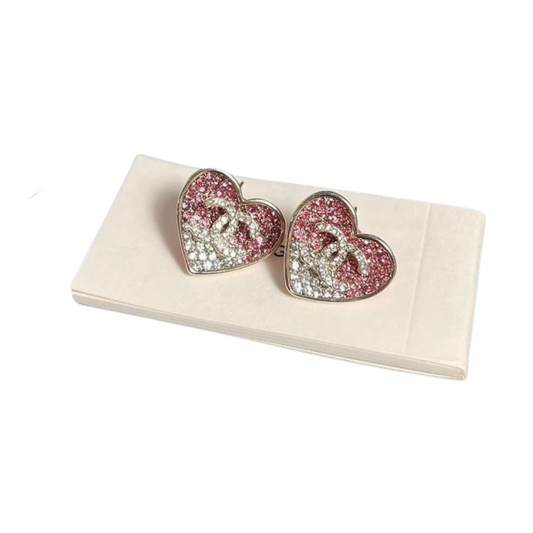 CC Heart Rhinestone Studs