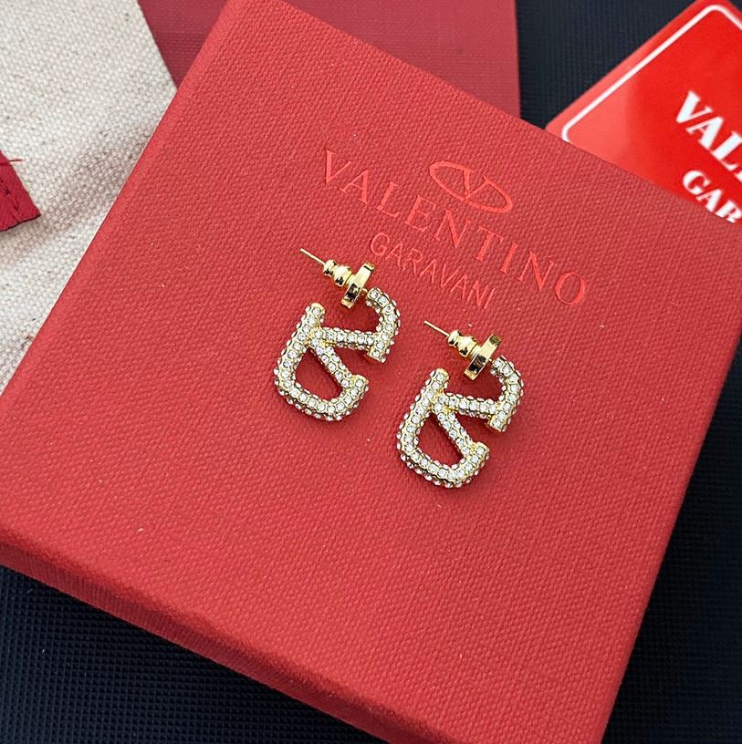 V Rhinestone Earrings