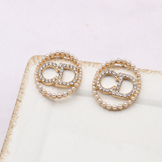 CD Inspired Pearl Circle Earrings