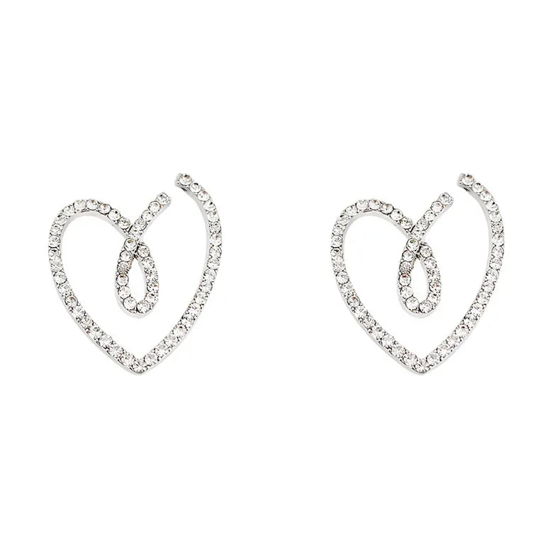 Silver Heart Hoops