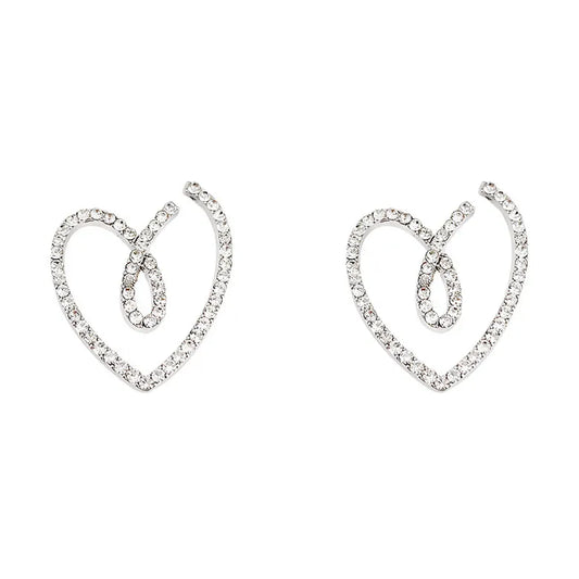 Silver Heart Hoops