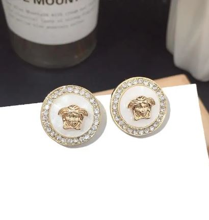 Medusa White and Gold Earrings